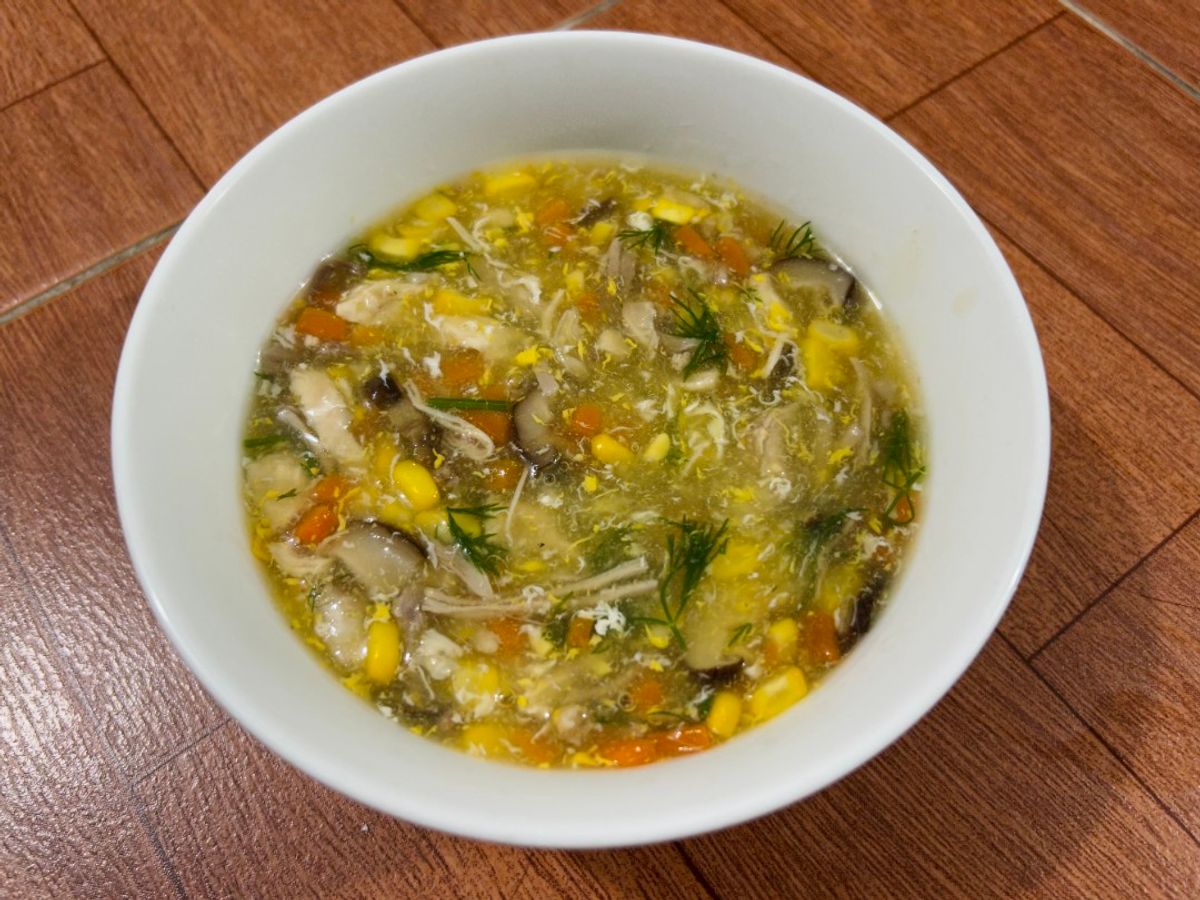 Soup ngô gà heo nấm