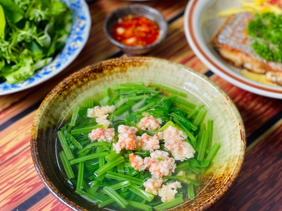 Canh Cải Bó Xôi Nấu Tôm