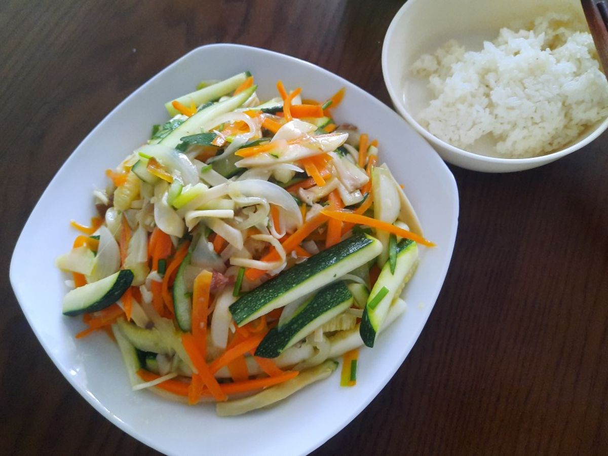 Rau xào tam sắc (món chay)