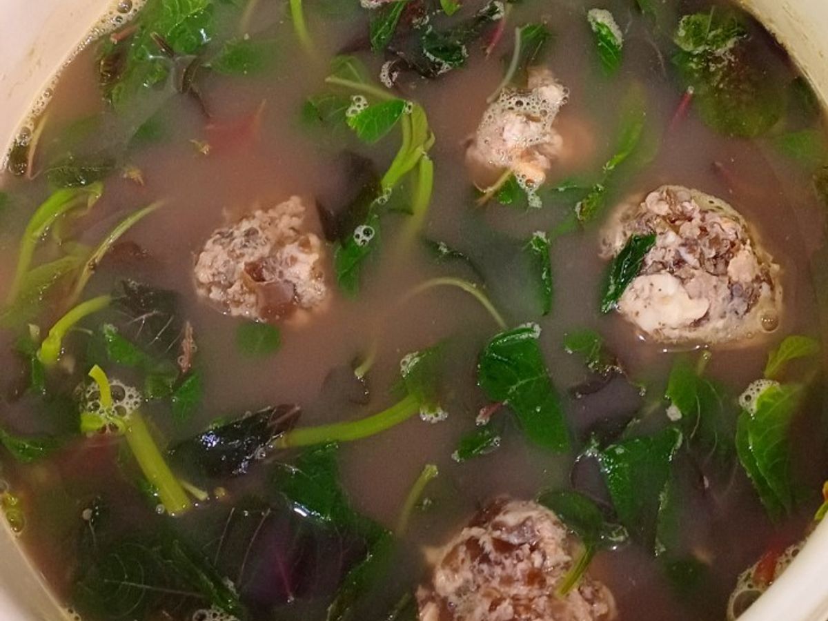 Canh rau dền nấu mọc tôm