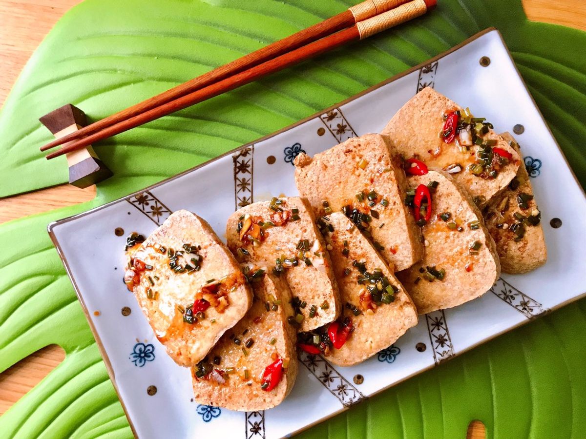 🌱 Đậu Hủ Chiên Sốt Tương Dầu Hành Chay (Vegan)