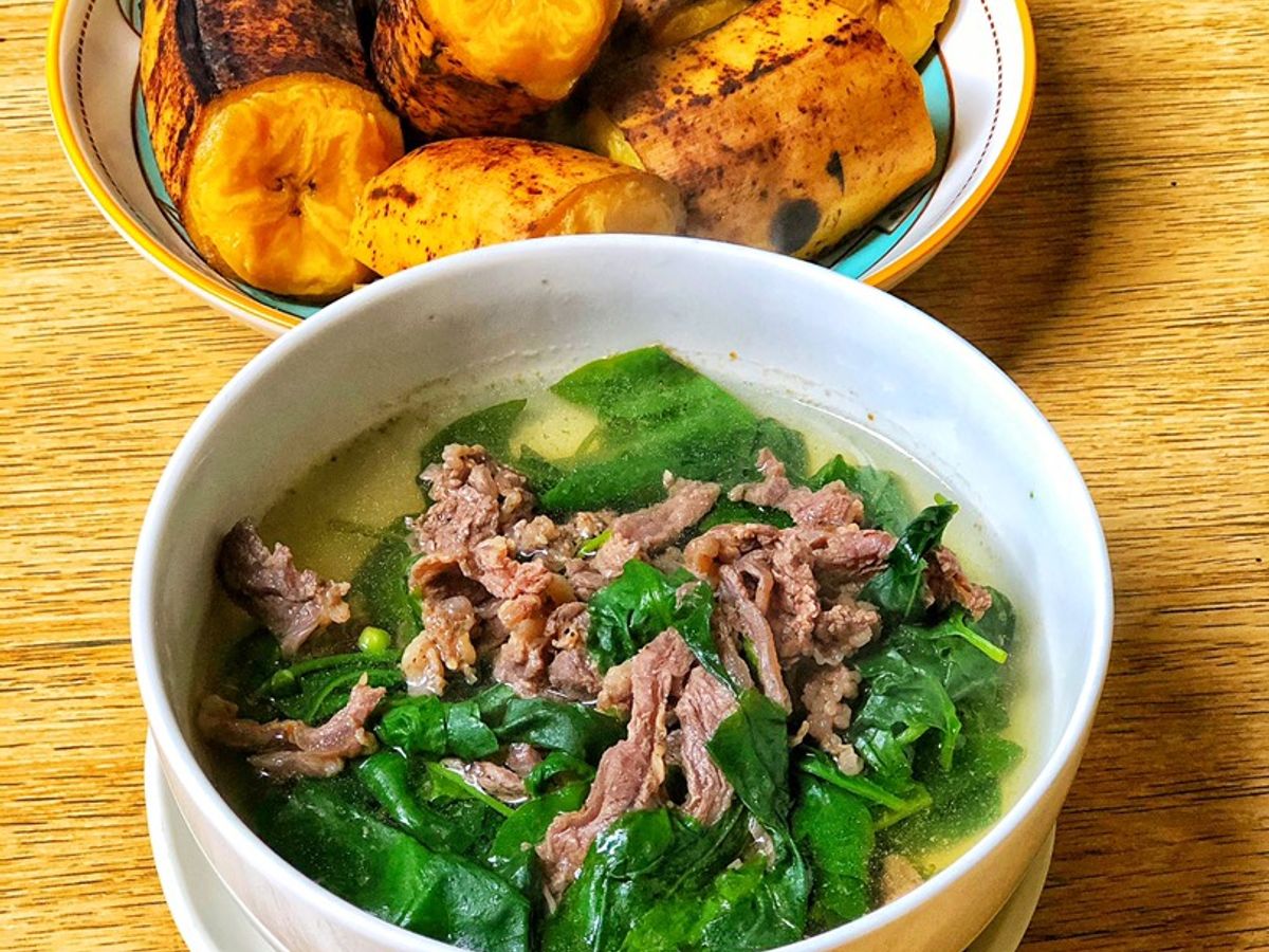 Canh Mồng Tơi Nấu Thịt Bò
