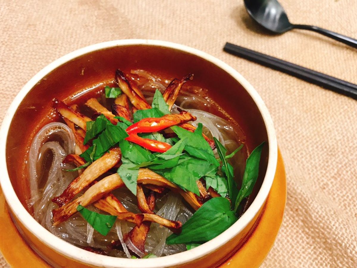 Miến nấm rau răm (Miến lươn chay)