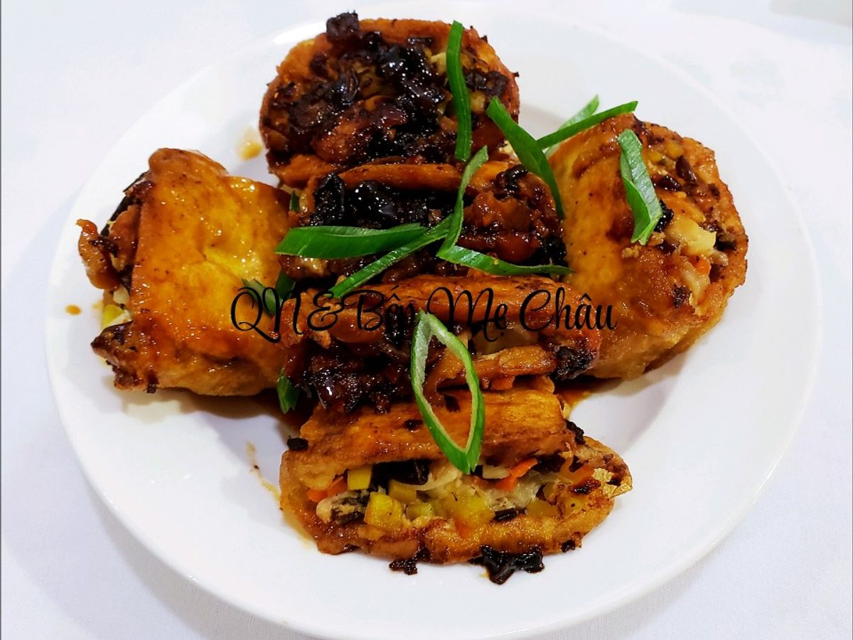 Đậu hũ nhồi nấm rim nước tương