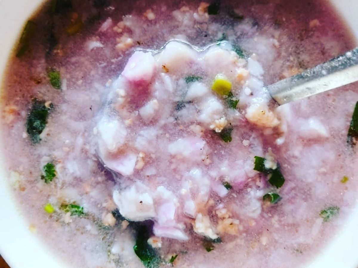 Canh khoai mỡ với tôm tươi bằm