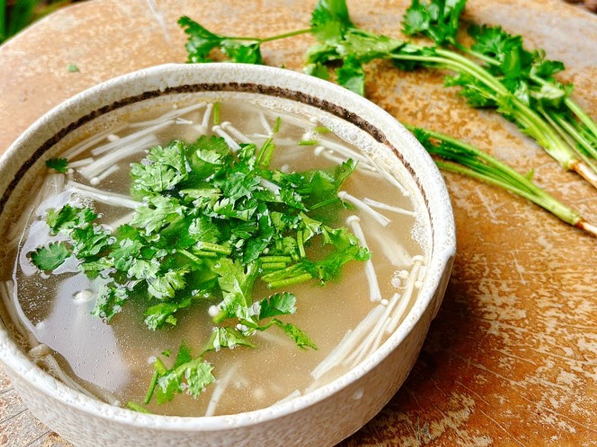 Canh sấu nấu nấm