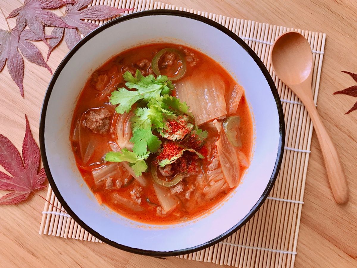 Canh Kim Chi Bò Bằm Siêu Cay