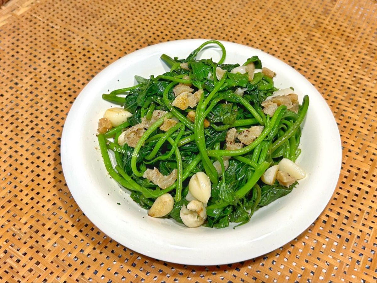 Rau Lang Xào Tỏi Tóp Mỡ