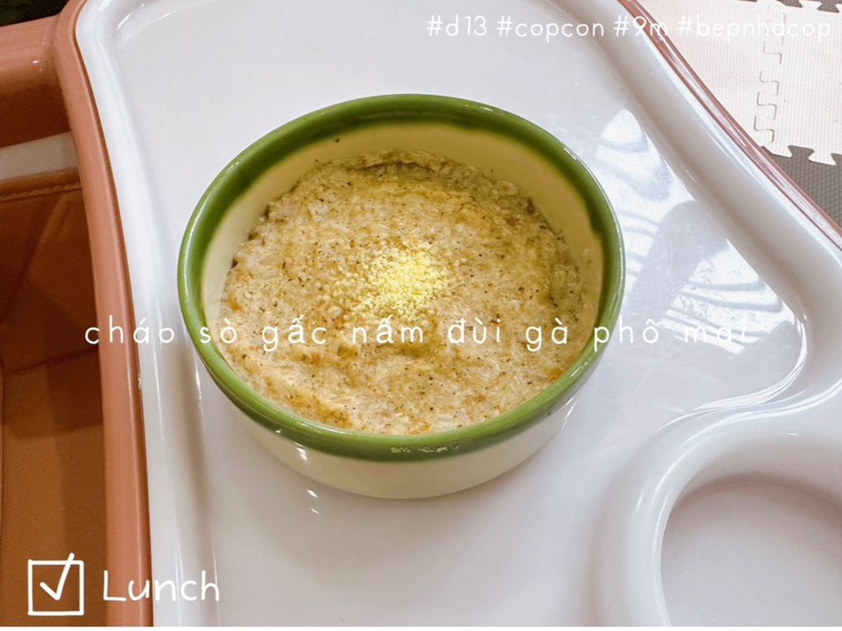Cháo sò gấc nấm đùi gà 🍄 phô mai