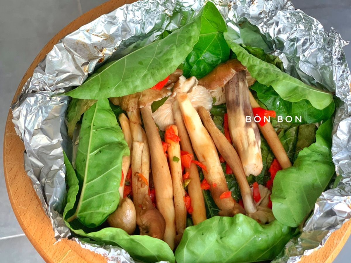 Nấm Mối Thái Nướng Lá Cách Muối Ớt