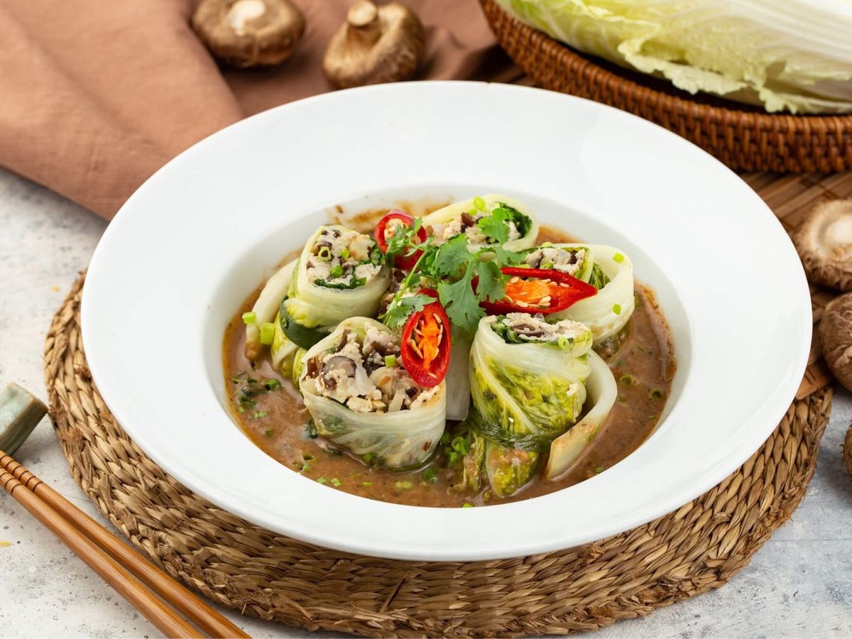Cải thảo cuộn sốt nấm Chay(công thức nhà hàng)