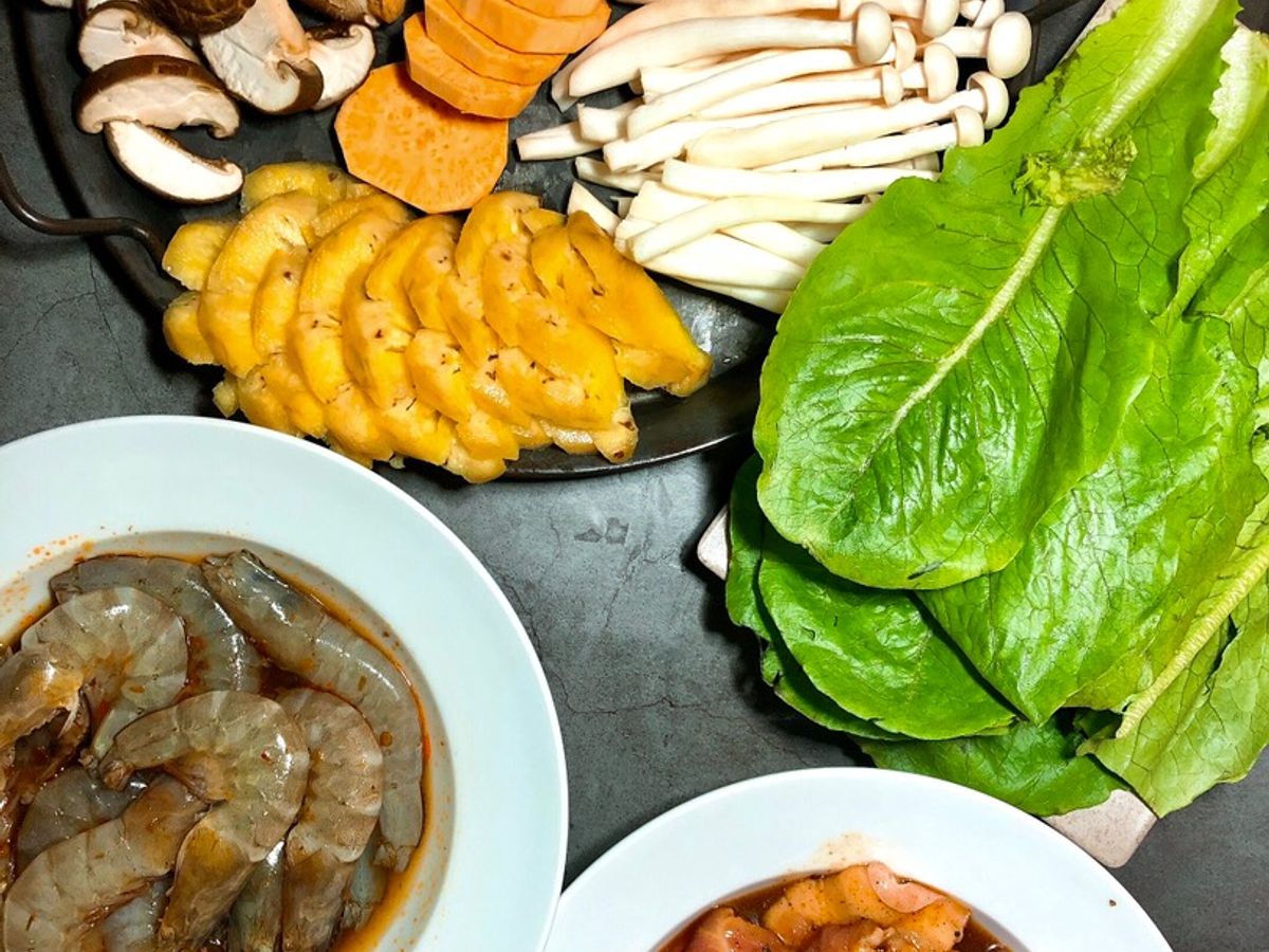 Tôm Nướng Sa Tế, Ba Rọi Heo và Rau Củ Nướng