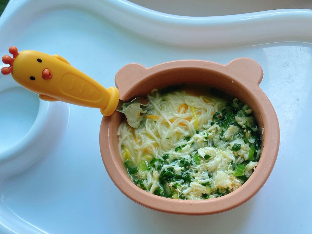 Bữa sáng cho bé: Mì Somen Cua Cải Chip