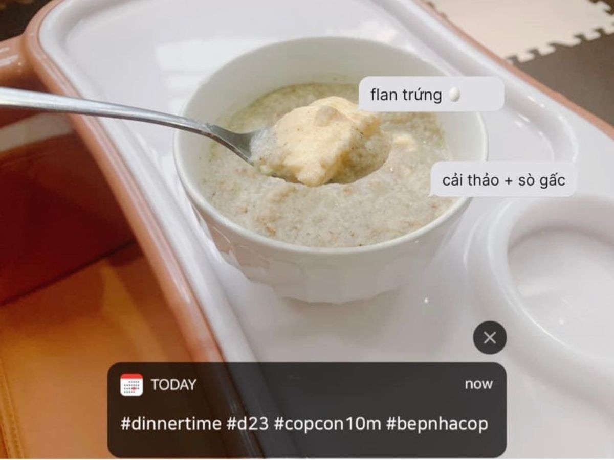Flan trứng 🍳 rau cải thảo sò gấc