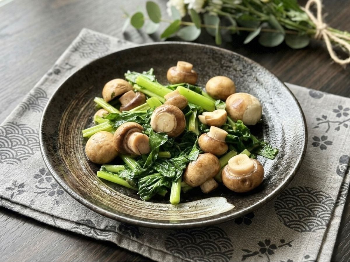 🌱 Cải Xanh Rapini Xào Nấm Nút