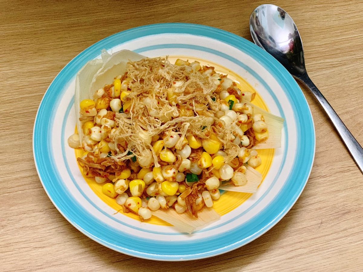 Bắp xào bơ tôm - chà bông