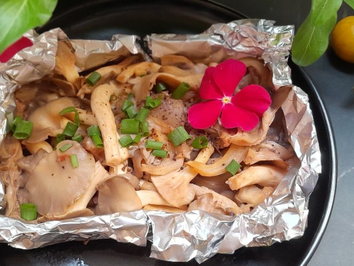 Nấm nướng giấy bạc eat clean