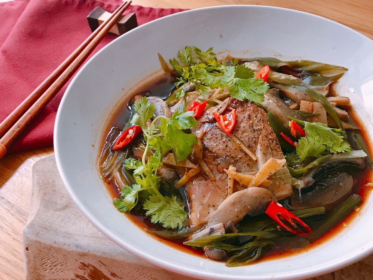 Phi Lê Cá Mú Vàng Hấp Nấm & Xì Dầu