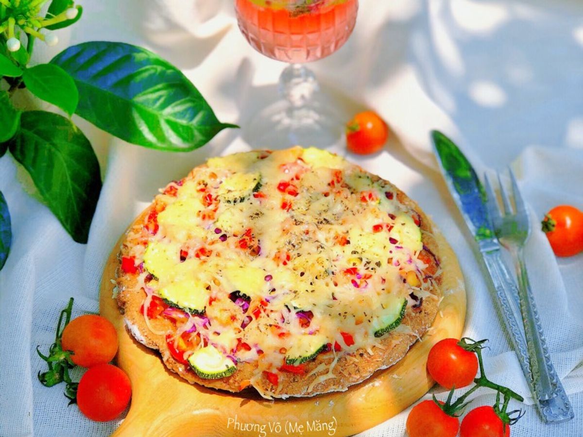 Pizza Nhân Tôm Rau Củ - Đế Bánh Từ Bột Mì Nguyên Cám