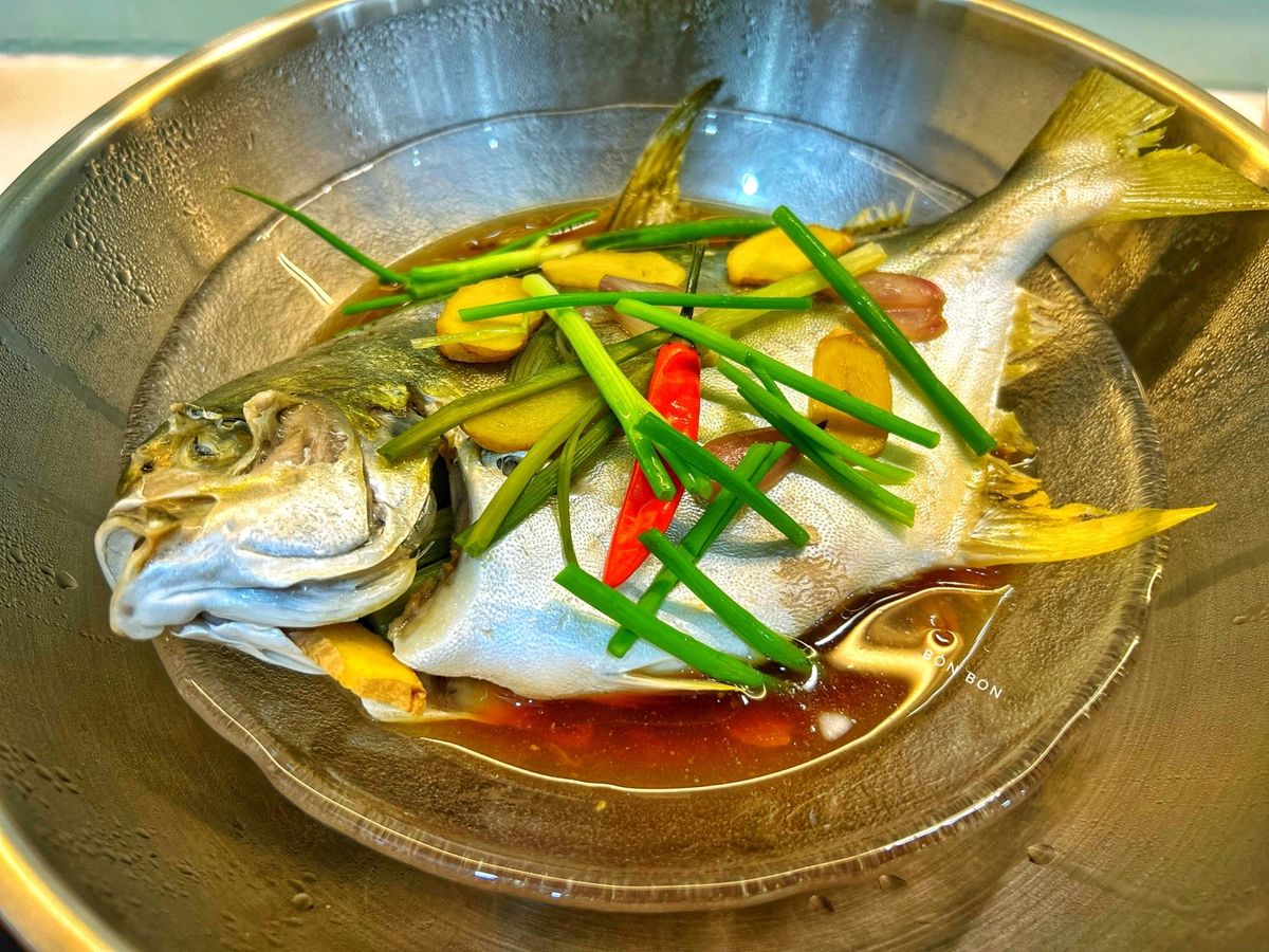 Cá Chim Hấp Hành Gừng