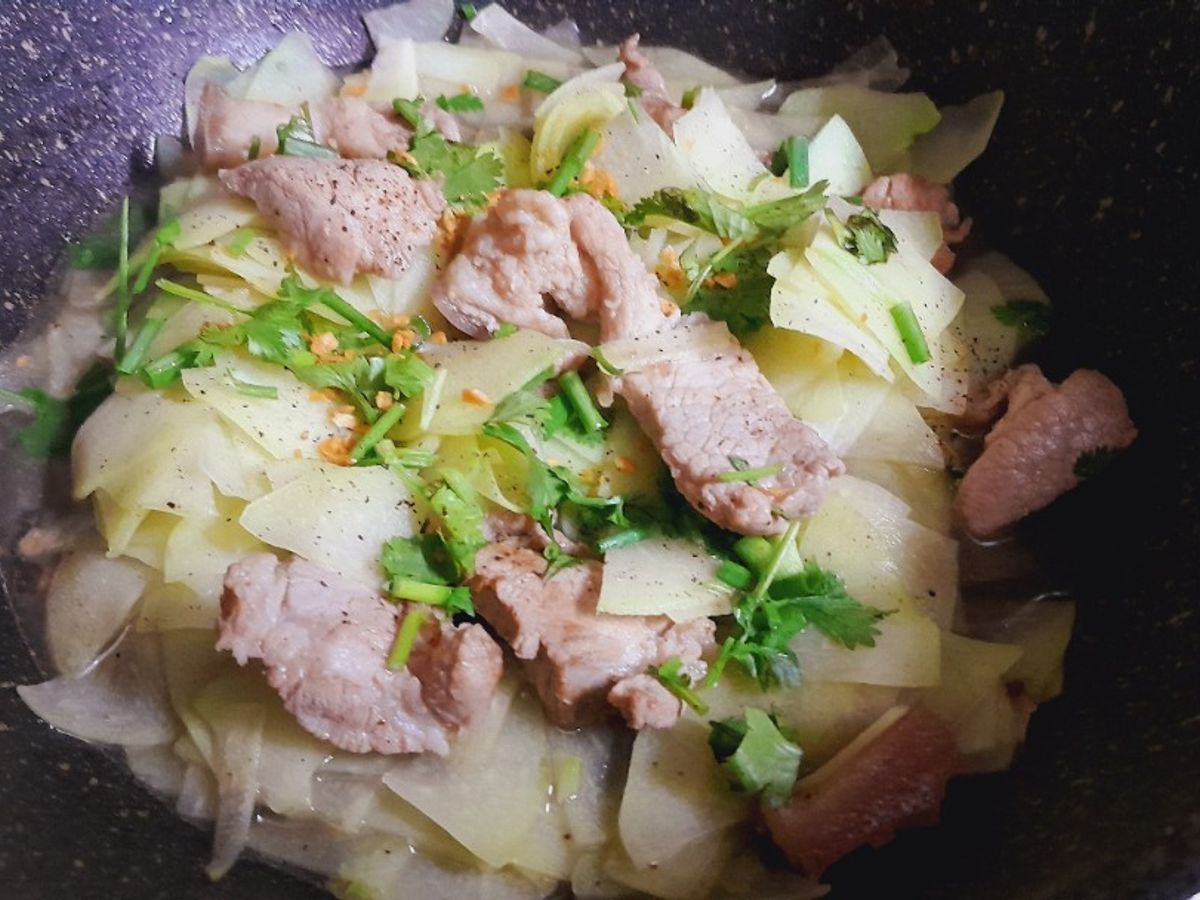 Su su xào thịt vai heo