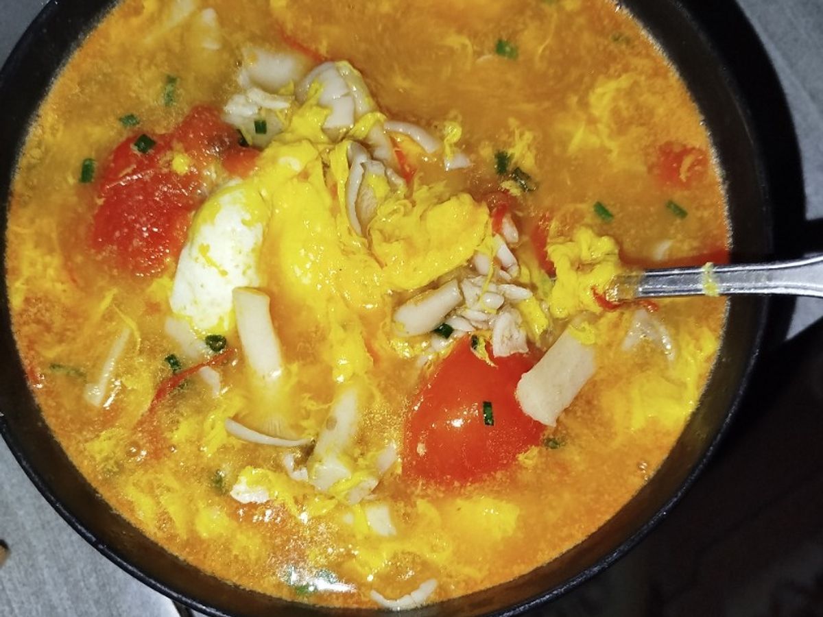 Canh trứng nấm