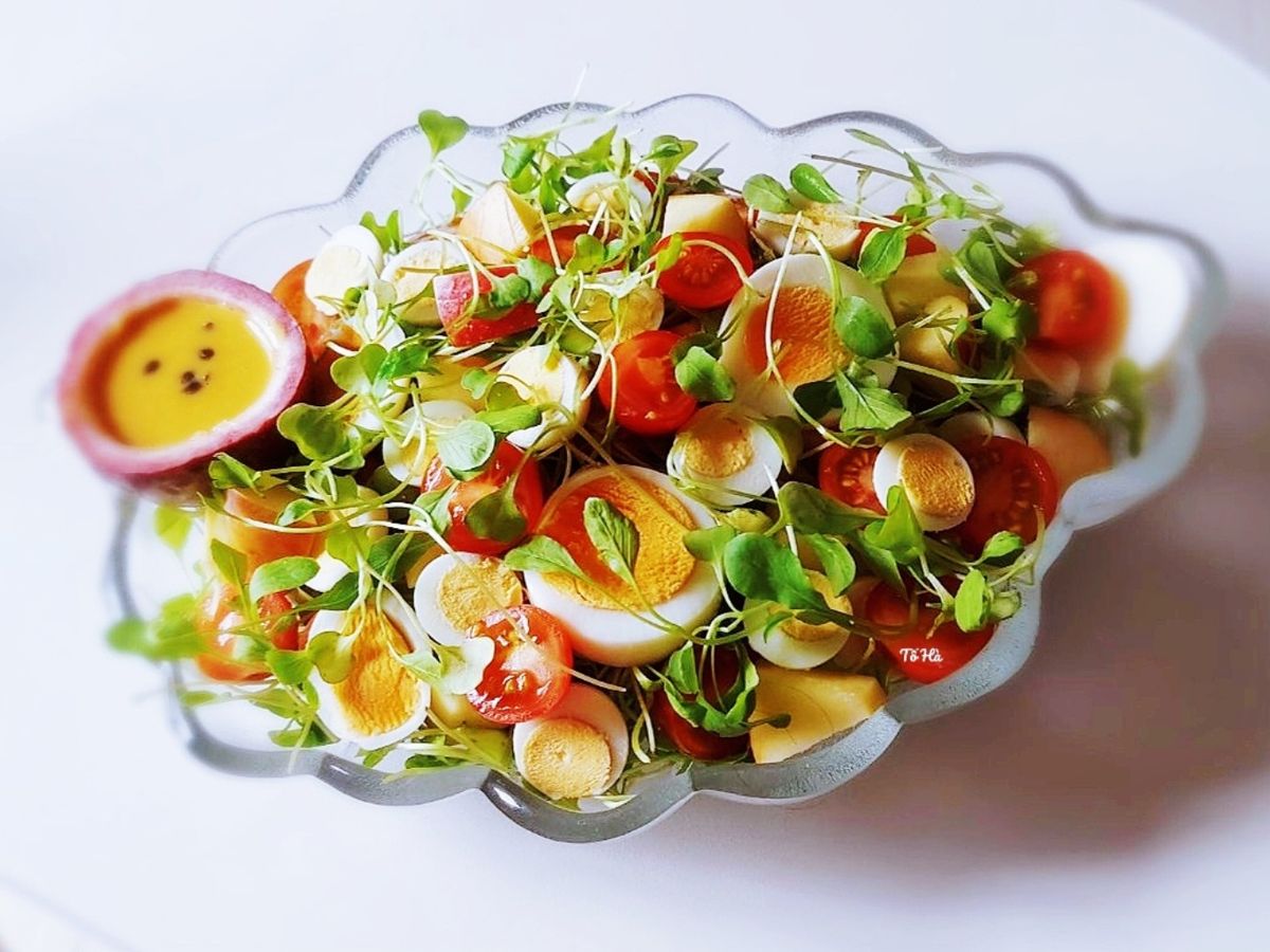 SALAD rau mầm với trứng