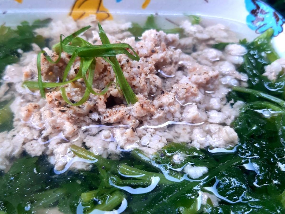 Canh tần ô nấu thịt xay