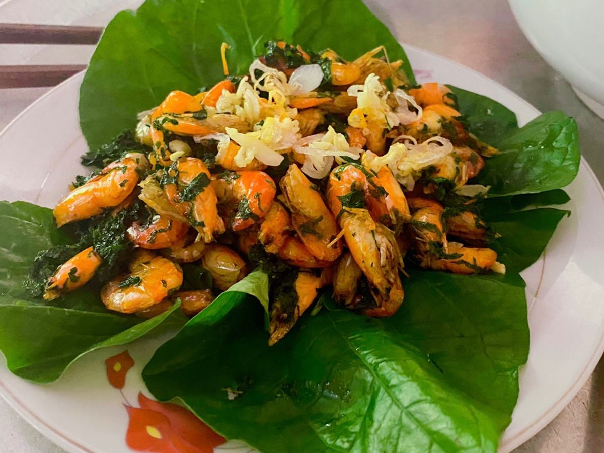 Tôm đồng chiên lá lốt