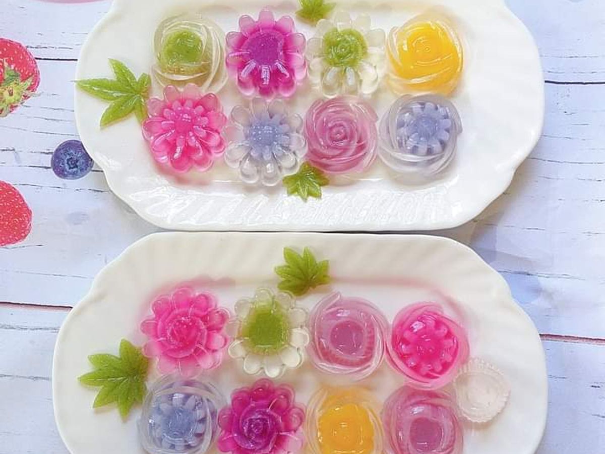 Rau câu hoa hồng 2 lớp