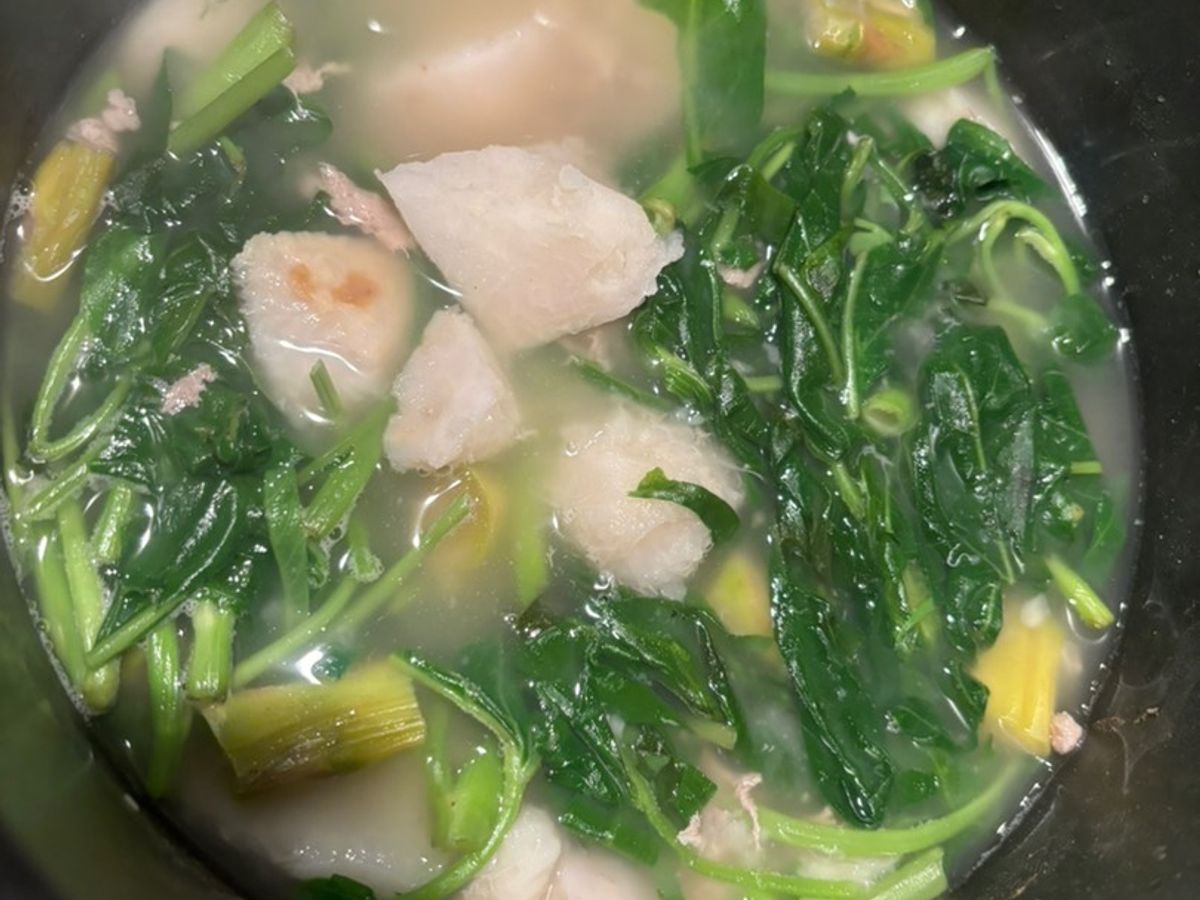 Canh khoai rau muống