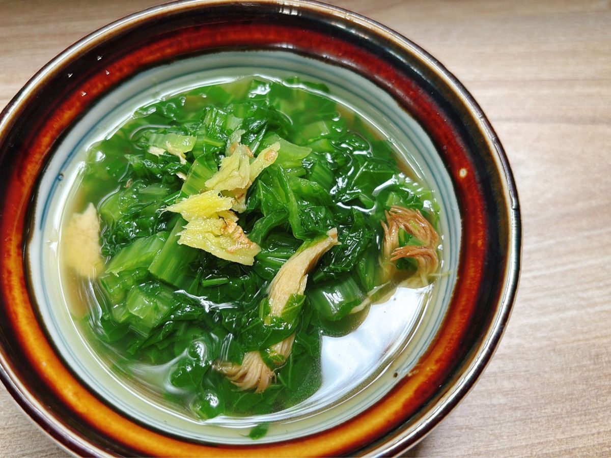 Canh rau cải xanh nấu chay
