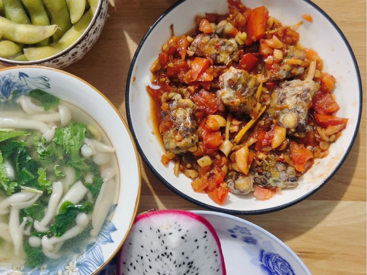 Tempeh ngũ đậu sốt nấm