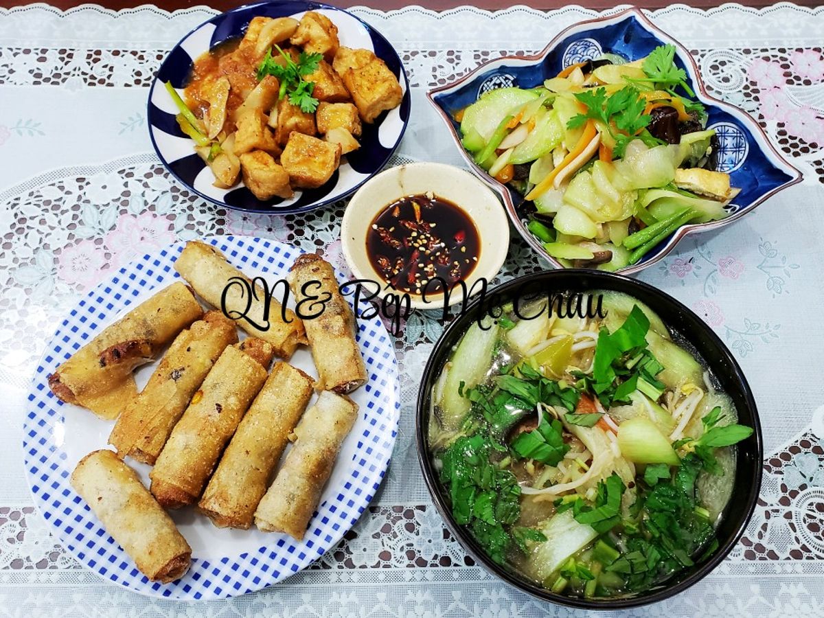 Cơm nhà đơn giản mà ngon 222(mâm cơm chay)
