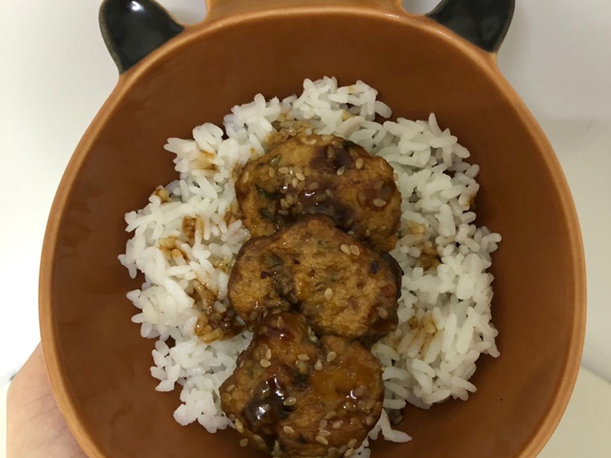Chả tôm mực sốt teriyaki