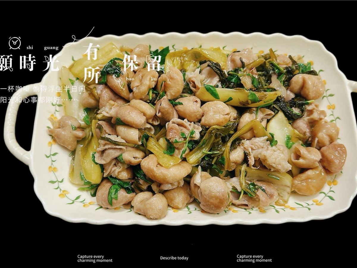 Lòng heo xào dưa (lòng già xào dưa)