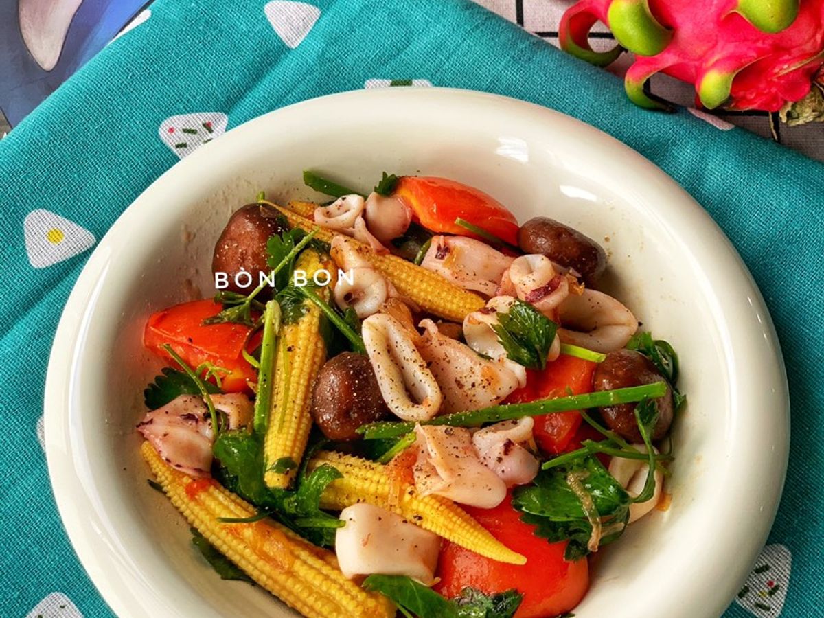 Mực Xào Nấm Rau Củ