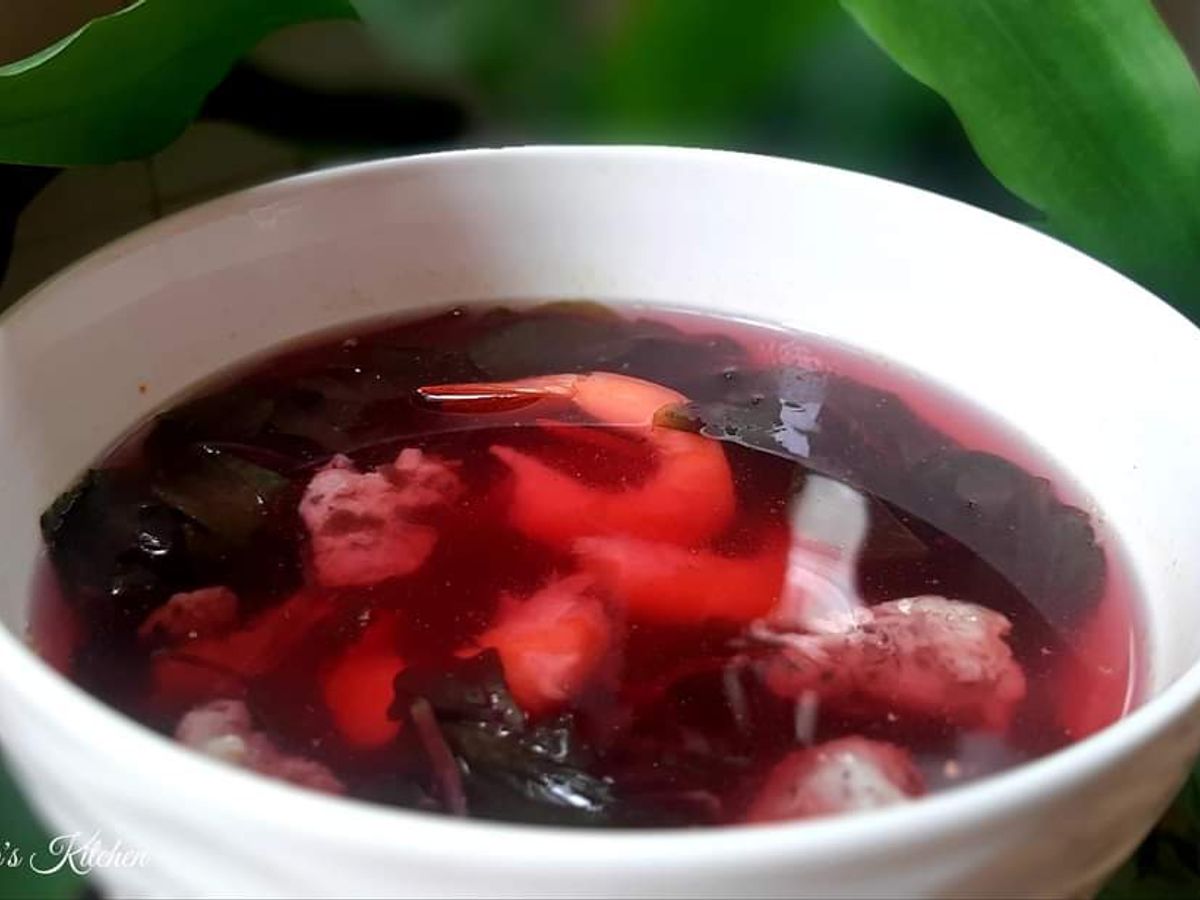 Canh rau dền nấu tôm mọc