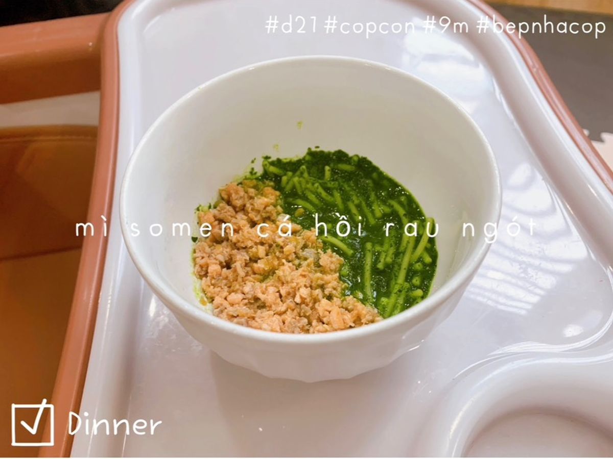 Mì somen 🍜 cá hồi rau ngót 🌿