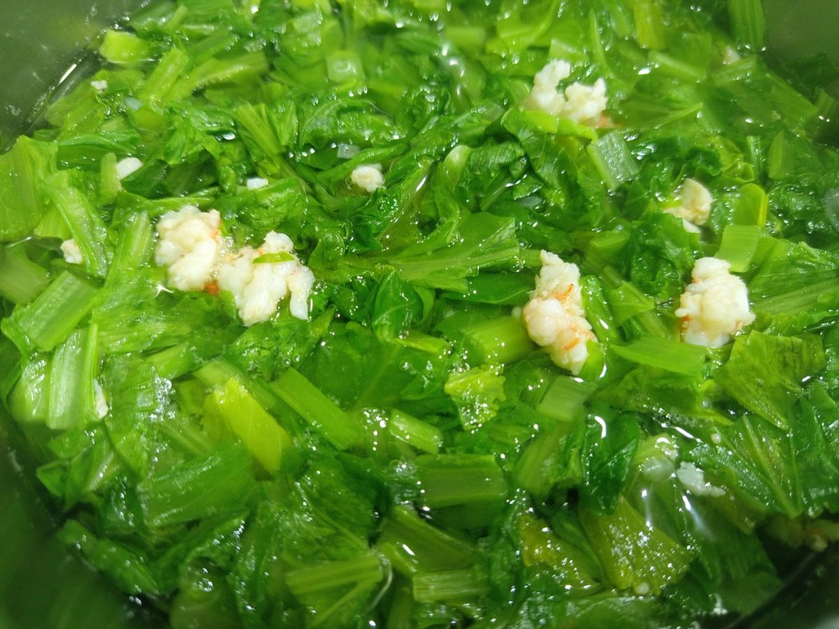 Canh cải xanh nấu tôm