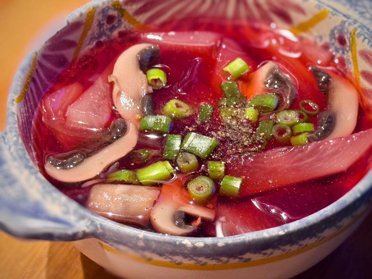 🌱 Canh Bầu Nấm Mỡ Củ Dền (Vegan)