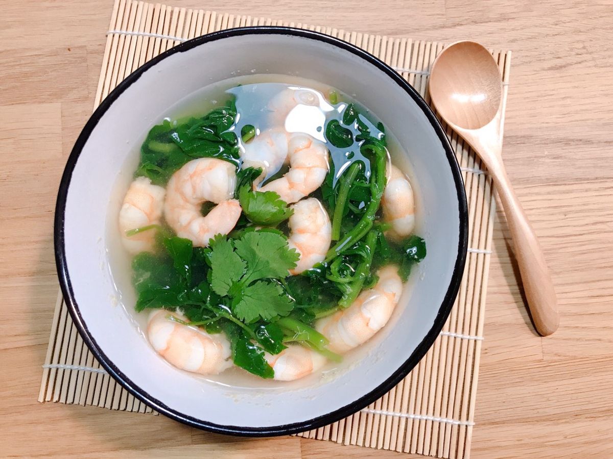 Canh Cải Xoong Nấu Tôm Nguyên Con