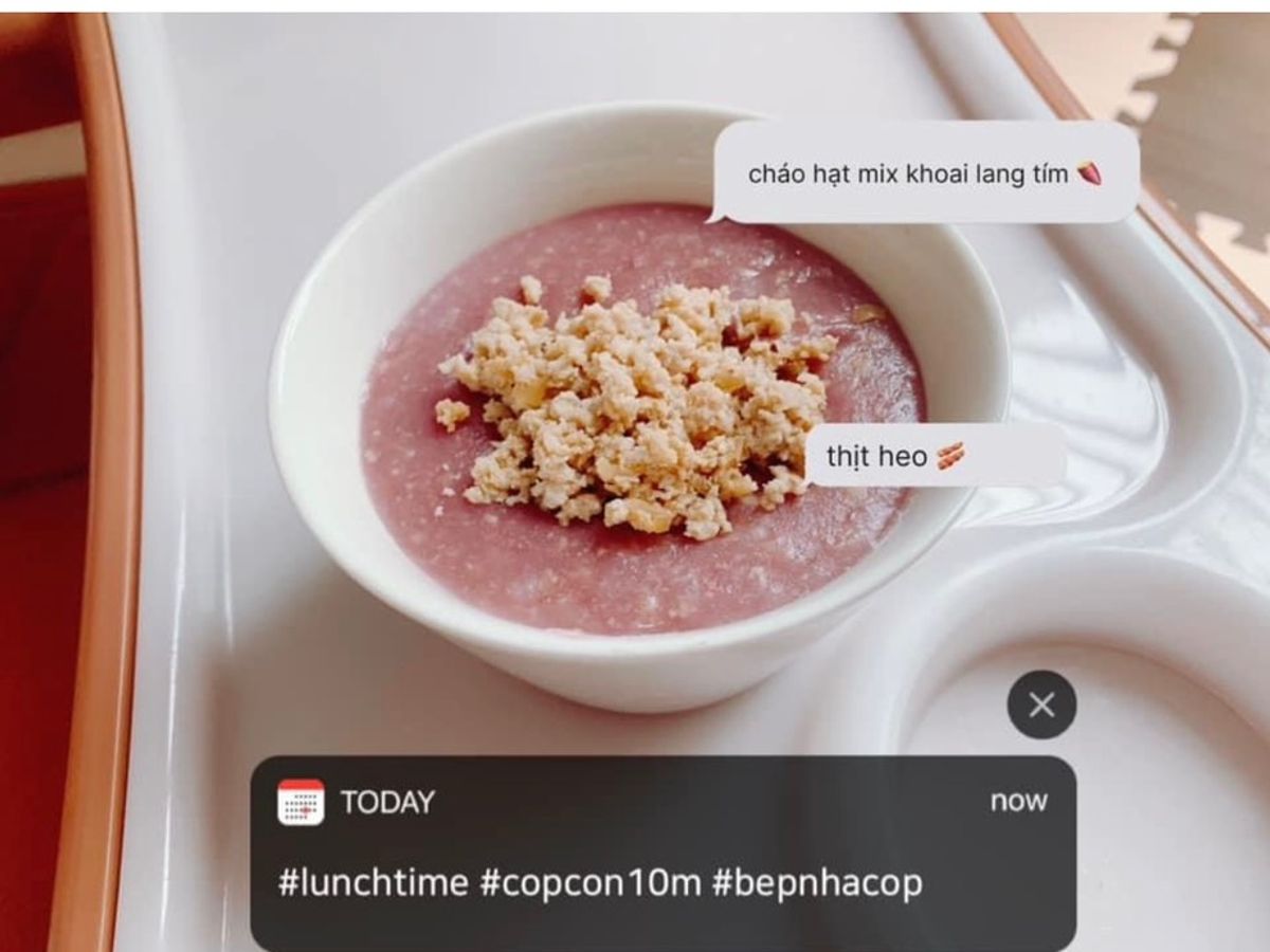 Cháo thịt heo khoai lang tím 🍠