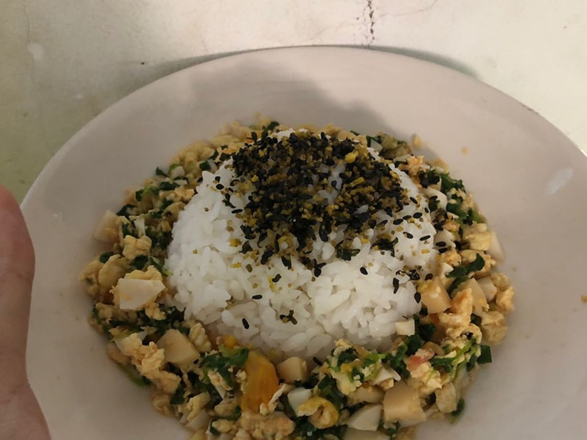 Cơm xào rau cải mầm