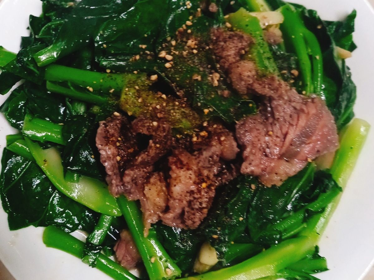Cải rổ xào thịt bò
