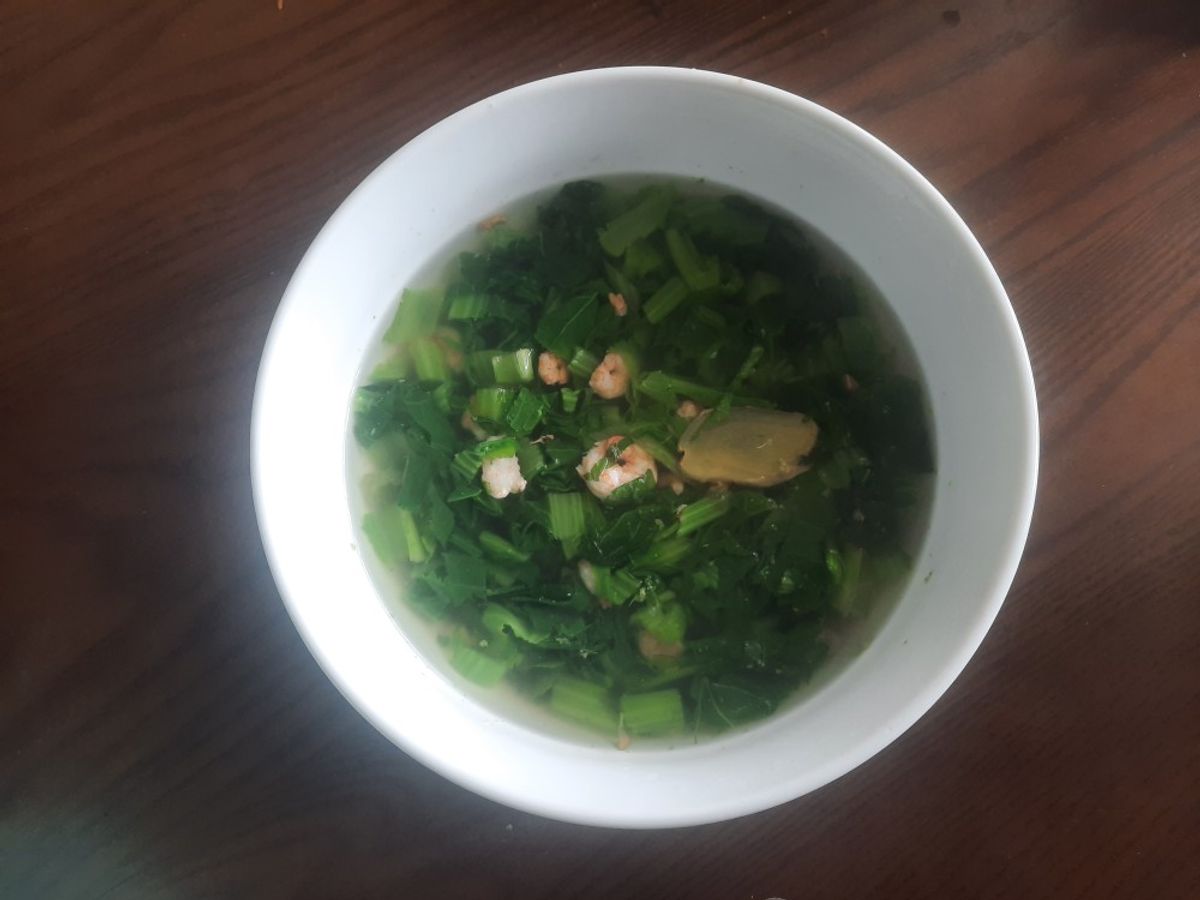 Canh cải canh nấu tôm