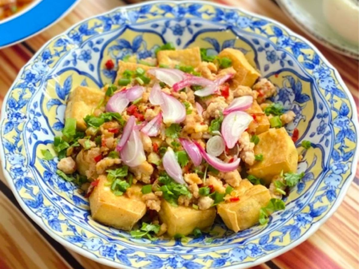 Đậu Hũ Chiên Trộn Thịt Bằm