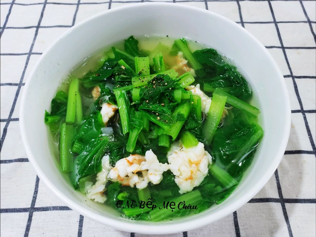 Canh cải xanh nấu tôm