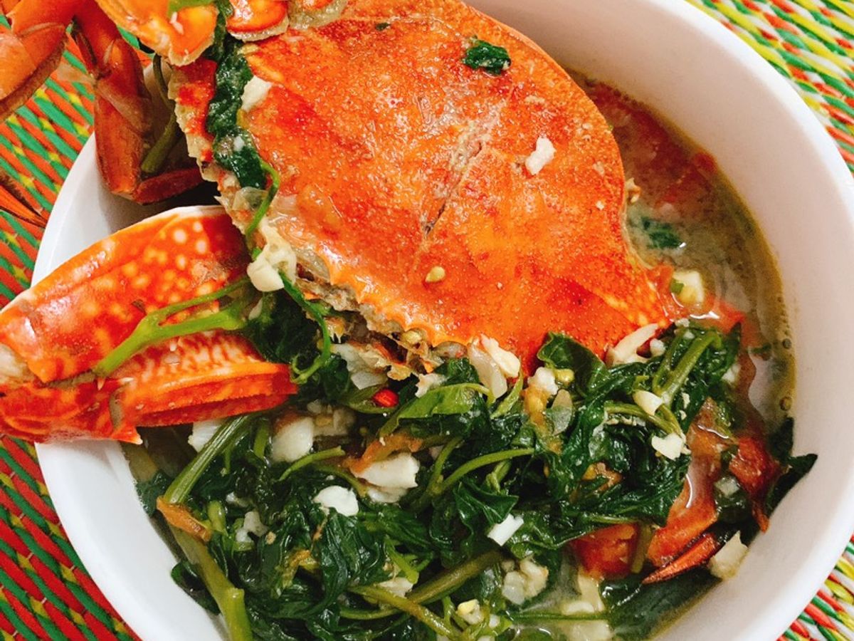 Canh ghẹ rau muống