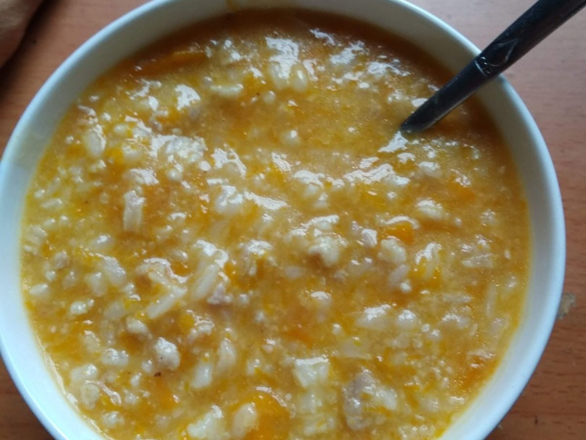 Cháo bí đỏ thịt băm